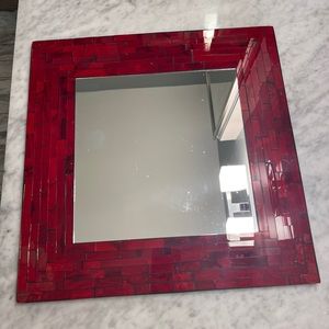 Mirror with Red Glass Tile Boarder